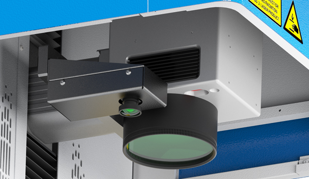 Aurora laser marking machine lens closeup image